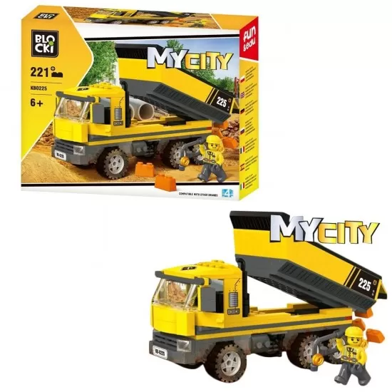 Set cuburi constructie Blocki My City - Camion cu bena 221 piese Set cuburi constructie Blocki My City - Camion cu bena 221 piese