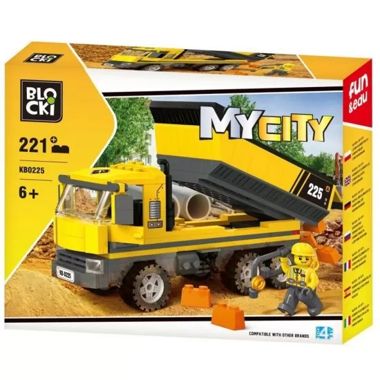 Set cuburi constructie Blocki My City - Camion cu bena 221 piese Set cuburi constructie Blocki My City - Camion cu bena 221 piese