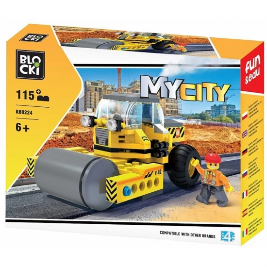 Set de constructie Blocki My City, Masina cu cilindru asfaltare, 115 piese Set de constructie Blocki My City, Masina cu cilindru asfaltare, 115 piese