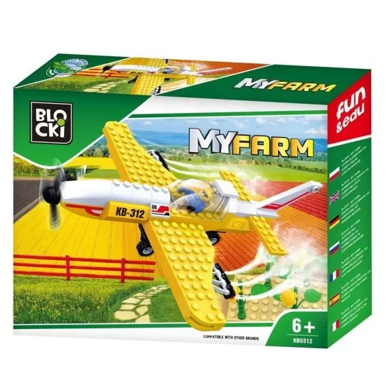 Set cuburi constructie Blocki My Farm Avion Set cuburi constructie Blocki My Farm Avion