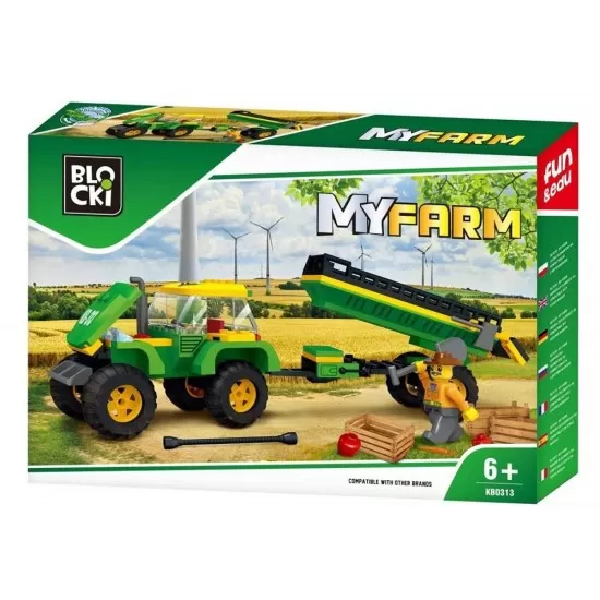 Set cuburi constructie Blocki My Farm - Tractor cu remorca Set cuburi constructie Blocki My Farm - Tractor cu remorca