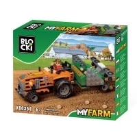 Set de constructie Blocki My Farm, Tractor cu semanatoare, 143 piese