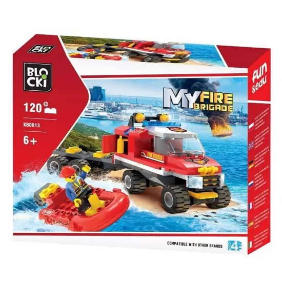 Set cuburi constructie Blocki My Fire Brigade - Garda pompieri, 120 piese Set cuburi constructie Blocki My Fire Brigade - Garda pompieri, 120 piese