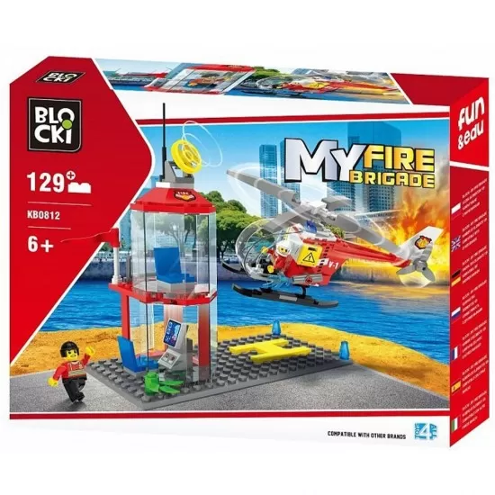Set cuburi constructie Blocki My Fire Brigade Platforma pompieri 129 piese Set cuburi constructie Blocki My Fire Brigade Platforma pompieri 129 piese