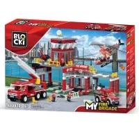 Set cuburi constructie Blocki My Fire - Statia de pompieri, 881 piese
