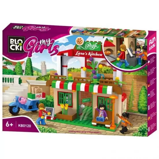 Set cuburi constructie Blocki My Girls - Pizzeria lui Lary Set cuburi constructie Blocki My Girls - Pizzeria lui Lary