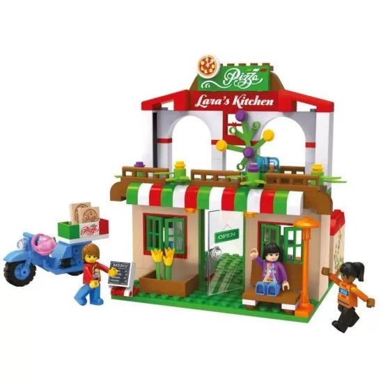 Set cuburi constructie Blocki My Girls - Pizzeria lui Lary Set cuburi constructie Blocki My Girls - Pizzeria lui Lary