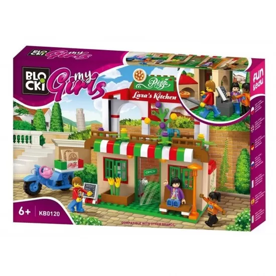 Set cuburi constructie Blocki My Girls - Pizzeria lui Lary Set cuburi constructie Blocki My Girls - Pizzeria lui Lary