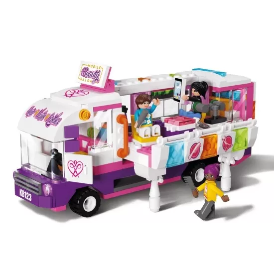 Set cuburi constructie Blocki My Girls - Salonul de coafura mobil 375 piese Set cuburi constructie Blocki My Girls - Salonul de coafura mobil 375 piese