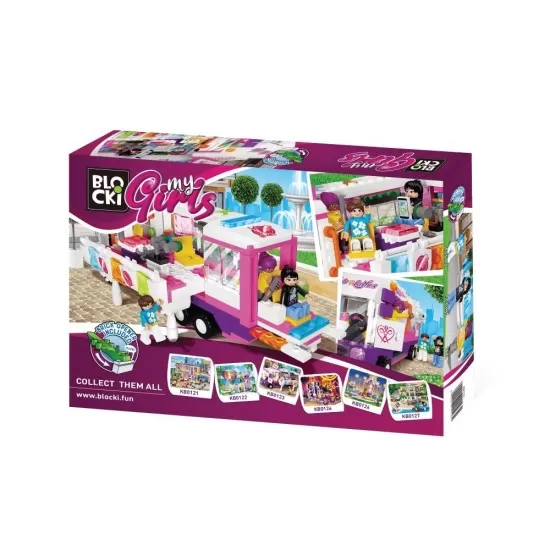 Set cuburi constructie Blocki My Girls - Salonul de coafura mobil 375 piese Set cuburi constructie Blocki My Girls - Salonul de coafura mobil 375 piese