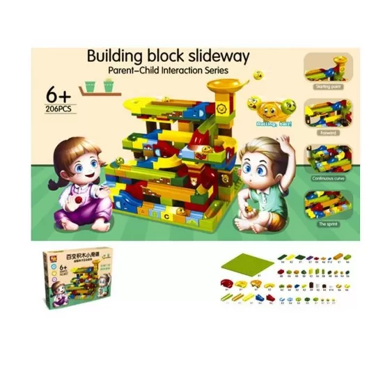 Cuburi constructii tobogan 206 piese Cuburi constructii tobogan 206 piese