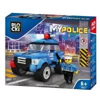 Set cuburi constructie Blocki - Masina de politie pentru patrulare