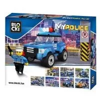 Set cuburi constructie Blocki - Masina de politie pentru patrulare