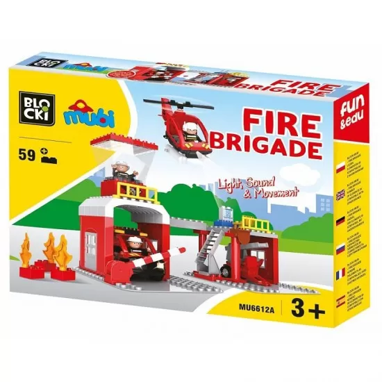 Set cuburi constructie Blocki Mubi - Statie pompieri, 59 piese Set cuburi constructie Blocki Mubi - Statie pompieri, 59 piese
