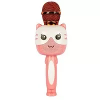 Microfon karaoke cu bluetooth Pisica roz