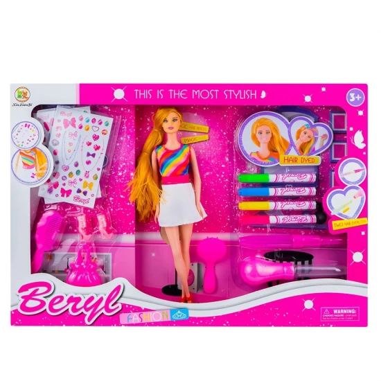 Papusa cu accesorii pentru vopsirea parului Papusa cu accesorii pentru vopsirea parului