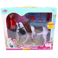 Papusa cu figurina calut si accesorii