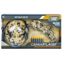Set de joaca pistol cu gloante burete si casca