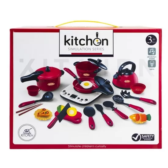 Set de joaca accesorii bucatarie cu plita electrica 22 piese Set de joaca accesorii bucatarie cu plita electrica 22 piese