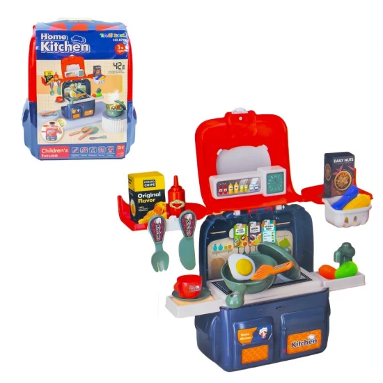 Set de joaca bucatarie in ghiozdanel 42 piese Set de joaca bucatarie in ghiozdanel 42 piese