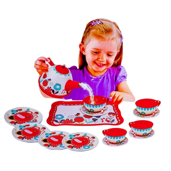 Set de joaca ceai din metal 15 piese Set de joaca ceai din metal 15 piese