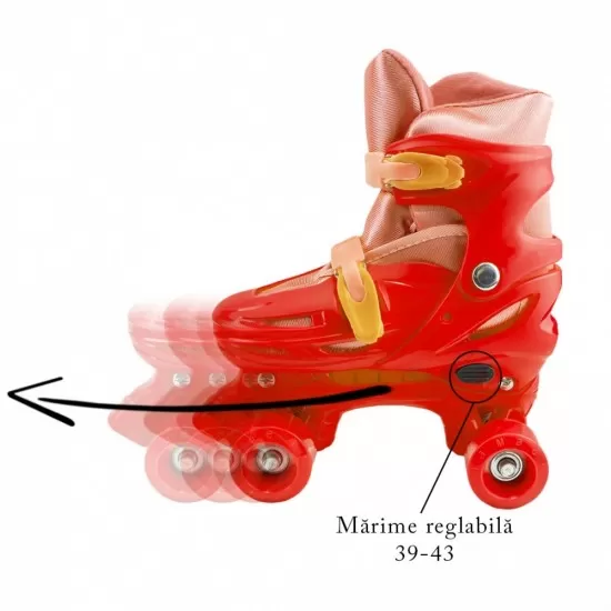 Set patine cu rotile, casca, cotiere si genunchiere marimea L (39-43) rosu Set patine cu rotile, casca, cotiere si genunchiere marimea L (39-43) rosu