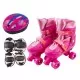 Set patine cu rotile, casca, cotiere si genunchiere marimea L (39-43) roz Set patine cu rotile, casca, cotiere si genunchiere marimea L (39-43) roz