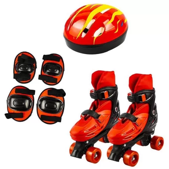 Set patine cu rotile, casca, cotiere si genunchiere marimea L (39-43) rosu Set patine cu rotile, casca, cotiere si genunchiere marimea L (39-43) rosu