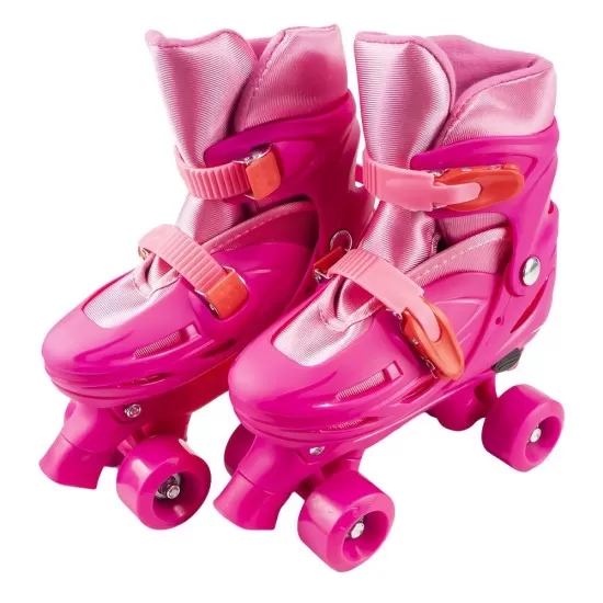 Set patine cu rotile, casca, cotiere si genunchiere marimea L (39-43) roz Set patine cu rotile, casca, cotiere si genunchiere marimea L (39-43) roz