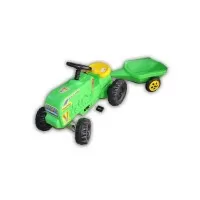 Tractor cu pedale si remorca verde Fermier