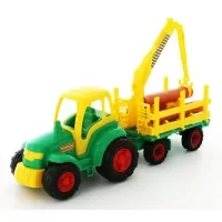 Tractor cu remorca lemne - Champion, 68x22x26 cm, Polesie