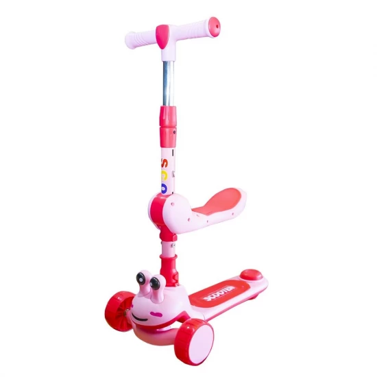 Trotineta cu scaunel, roti silicon, cu led Broscuta Trotineta cu scaunel, roti silicon, cu led Broscuta