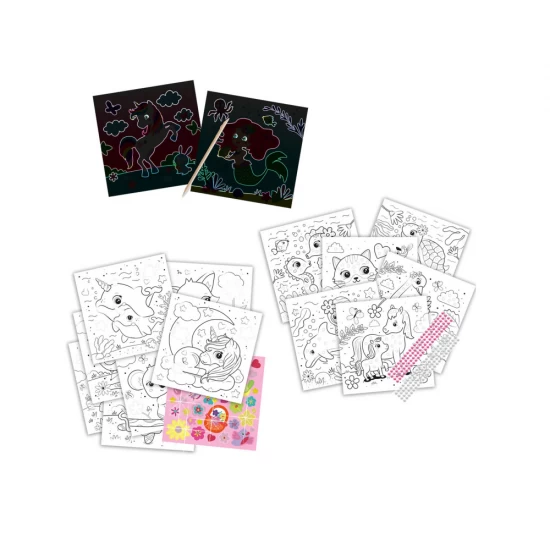 Carte colorat 3 in 1 de copii cu animale, sclipici si perle adezive Carte colorat 3 in 1 de copii cu animale, sclipici si perle adezive