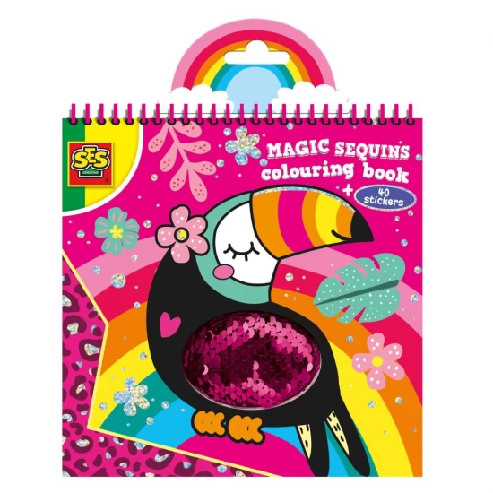 Carte de colorat cu 40 de stickere si 15 pagini cu animalute si paiete reversibile Carte de colorat cu 40 de stickere si 15 pagini cu animalute si paiete reversibile