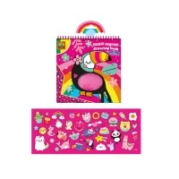 Carte de colorat cu 40 de stickere si 15 pagini cu animalute si paiete reversibile