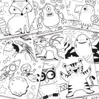 Carte de colorat cu 15 pagini, 40 de stickere cu sclipici si paiete reversibile
