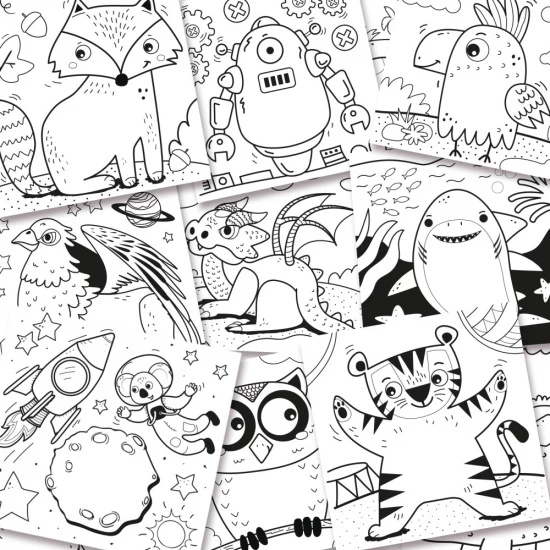 Carte de colorat cu 15 pagini, 40 de stickere cu sclipici si paiete reversibile