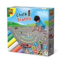 Set 6 culori creta colorata si 15 semne de circulatie pentru terenul de joaca 