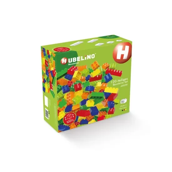 Cuburi colorate de construit Hubelino tip lego (120 piese)
