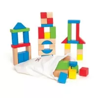 Cuburi din lemn de construit colorate 50 piese Hape