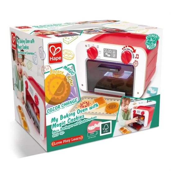 Cuptor de jucarie din lemn pentru copii cu accesorii, sunete si lumini Hape