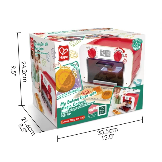 Cuptor de jucarie din lemn pentru copii cu accesorii, sunete si lumini Hape