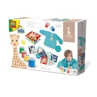 Set acuarele pentru degetele cu planse si sort Girafa Sophie