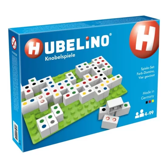 Joc 2 in 1 - Potriveste 4 & Domino curcubeu Hubelino 71 piese Joc 2 in 1 - Potriveste 4 & Domino curcubeu Hubelino 71 piese
