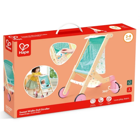 Carucior pentru papusi din lemn Sweet Walks Hape