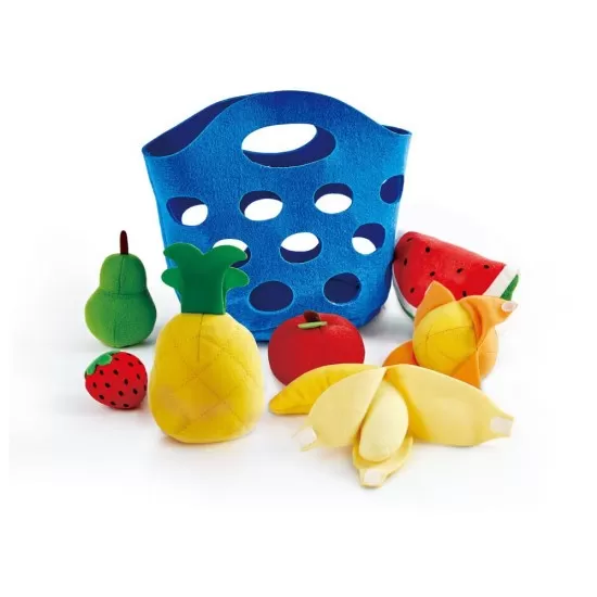 Set de joaca - Cos cu fructe din material textil 8 piese Set de joaca - Cos cu fructe din material textil 8 piese