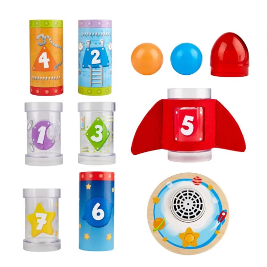 Jucarie de stivuit - Racheta cu ventilator si numere Jucarie de stivuit - Racheta cu ventilator si numere