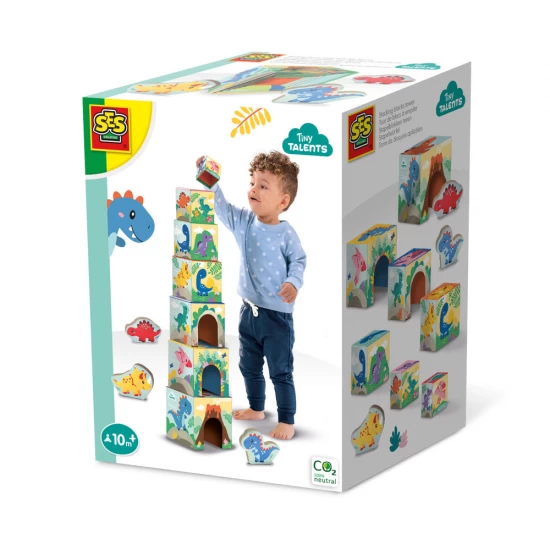 Jucarie de stivuit - Turn cu figurine de dinozauri Jucarie de stivuit - Turn cu figurine de dinozauri
