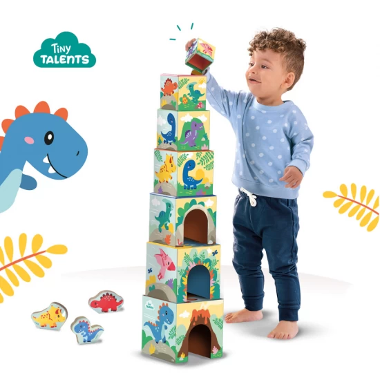 Jucarie de stivuit - Turn cu figurine de dinozauri Jucarie de stivuit - Turn cu figurine de dinozauri