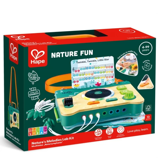 Jucarie interactiva din bambus, laborator cu melodii, panou DJ multifunctional, volum reglabil, Hape